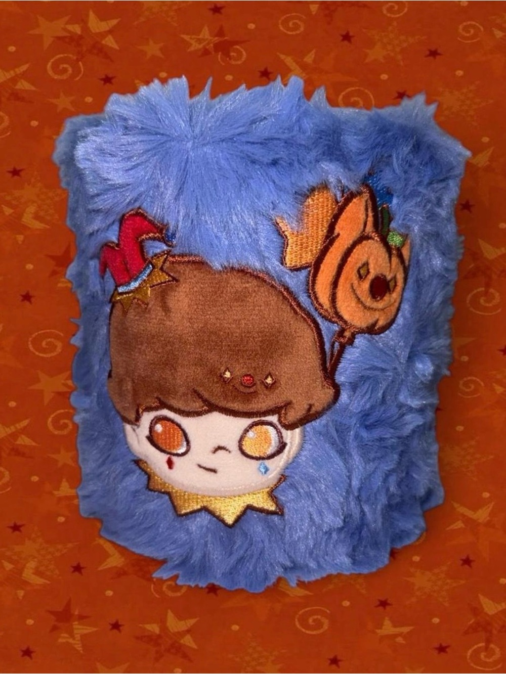 Pop Mart Dimoo World Halloween blue fuzzy pencil holder
